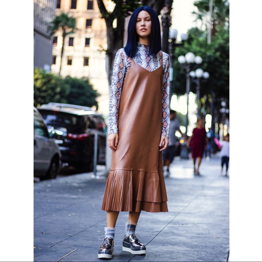 Terracotta Vegan Leather Dress